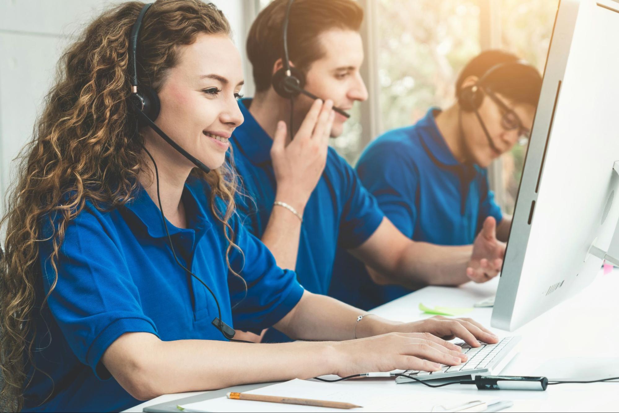 Professional ASuperior agents wearing headsets providing customer support to small businesses.